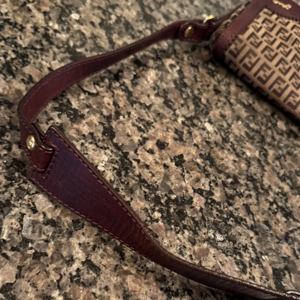 Fendi Zucchino Brown and Dark Brown Monogram flap shoulder Bag